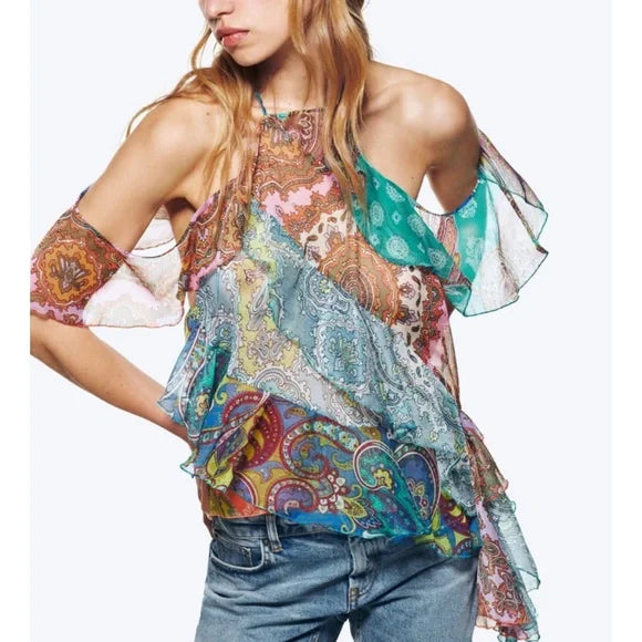 Ruffled Patchwork Top